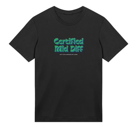 "Mid diff" premium black gaming T-shirt frontside