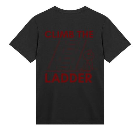 "Climb The Ladder" premium black gaming T-shirt backside