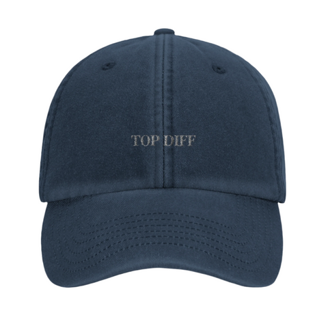 The "Top Diff" hat in Denim (front)