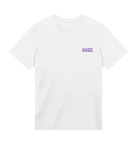 "Assassin meta" premium white gaming T-shirt frontside