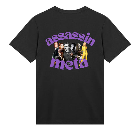 "Assassin meta" premium black gaming T-shirt backside