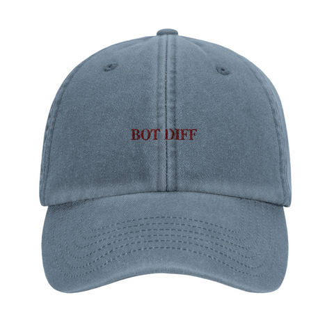The "Bot Diff" hat in Light Denim (front)